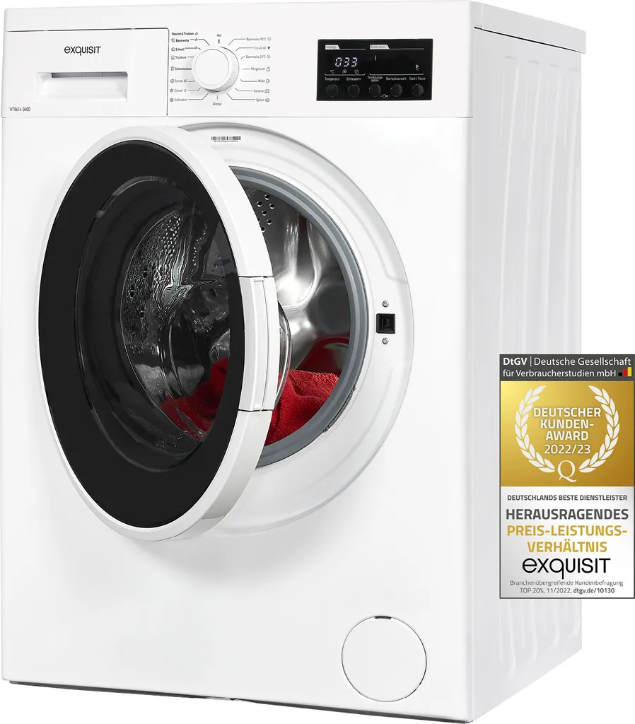 Exquisit Waschtrockner WT8614-060D Weiss | Display | Kurzprogramm | Startzeitvorwahl 3 Exquisit Waschtrockner WT8614-060D Weiss | Display | Kurzprogramm | Startzeitvorwahl