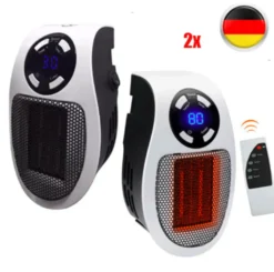 2 STÜCKE 500W 220V Steckdosen Heizlüfter Mini Heizung | Elektroheizer Mit Fernbedienung | Heizgerät