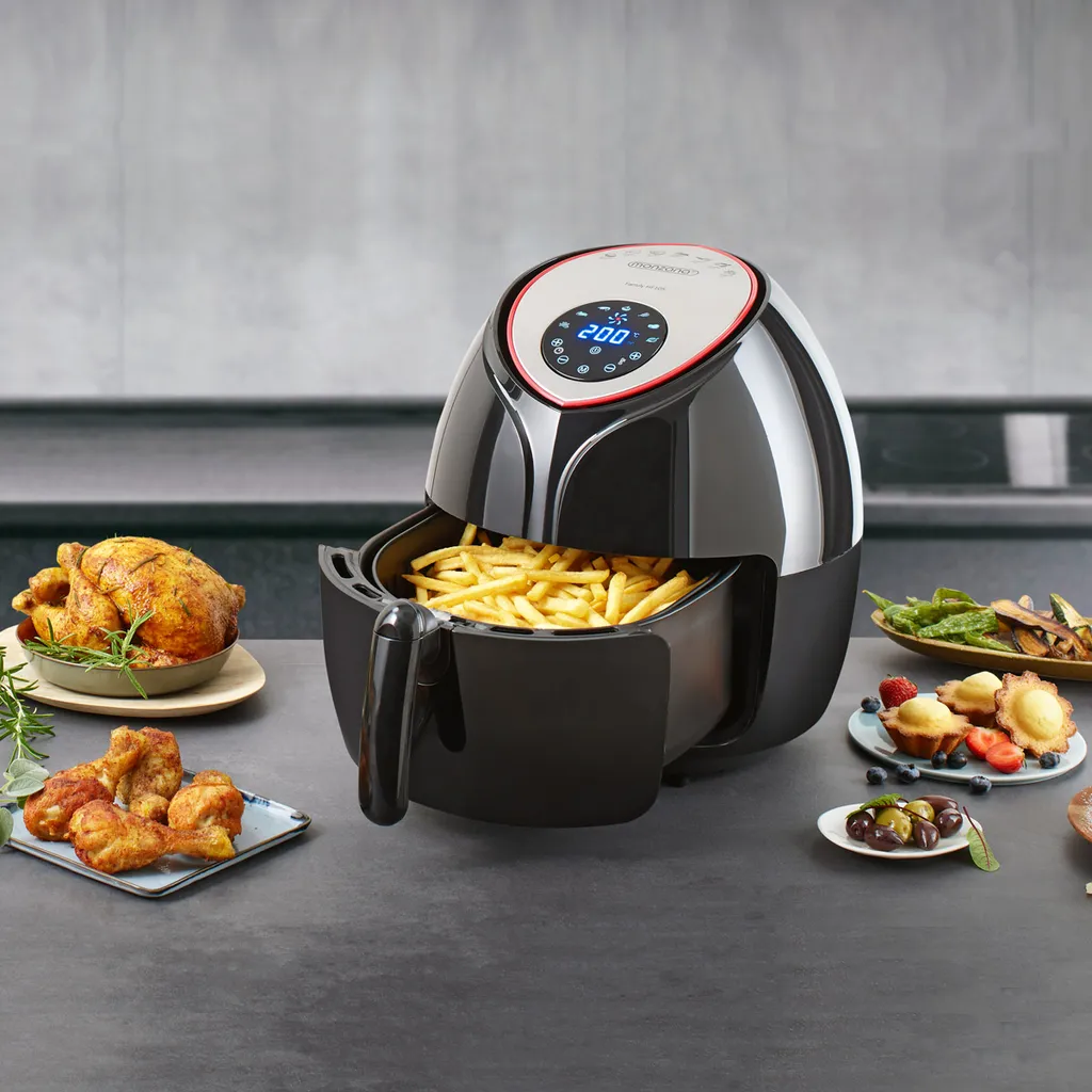 Monzana Heißluftfritteuse XXL Digitales Touch-Display 6,5L LED Mit Rezeptheft 1850W Küche Fritteuse Heißluftofen Schwarz 4 Monzana Heißluftfritteuse XXL Digitales Touch-Display 6,5L LED Mit Rezeptheft 1850W Küche Fritteuse Heißluftofen Schwarz – Bild 2