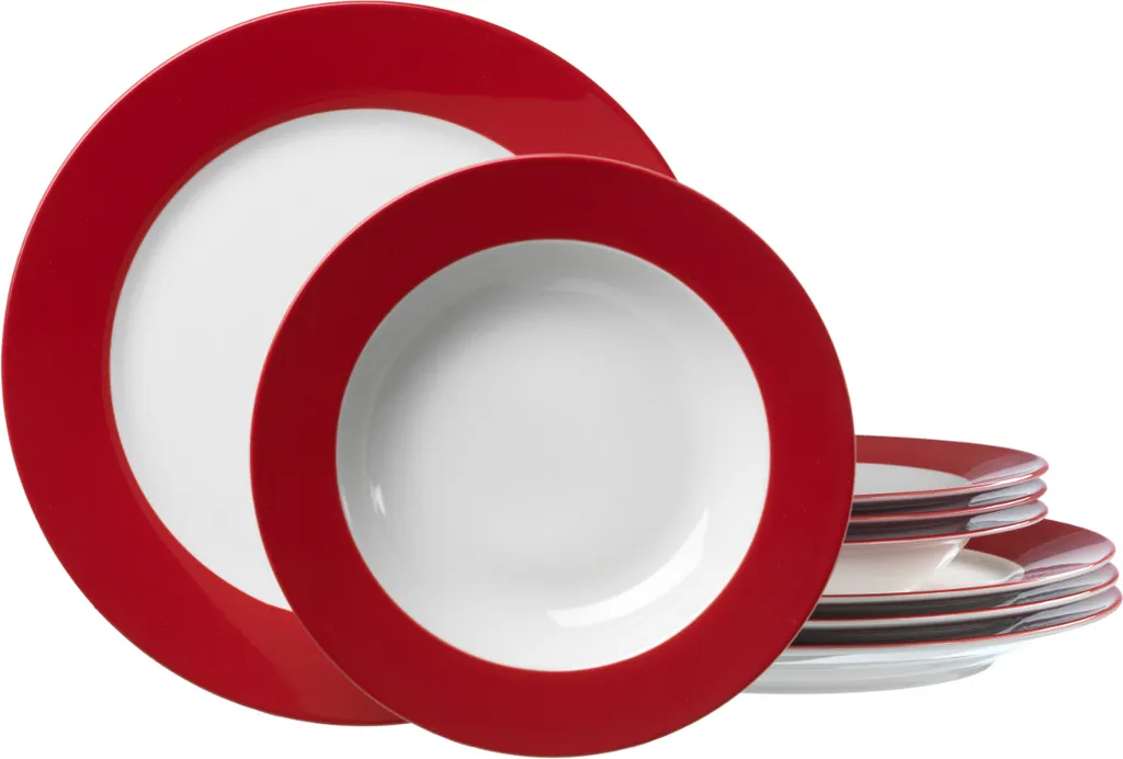 Flirt Tafelservice Doppio Mit Rotem Rand 12-teilig, Porzellan 3 Flirt Tafelservice Doppio Mit Rotem Rand 12-teilig, Porzellan