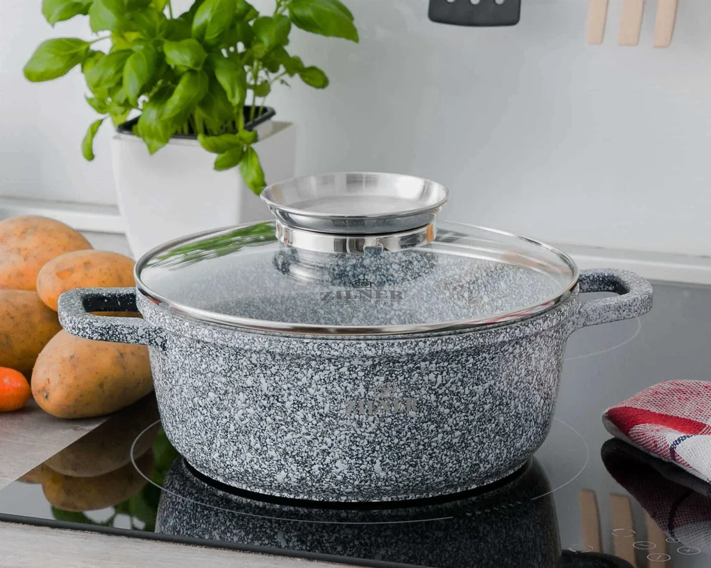 Graue Töpfe Und Kasserolle Mit Marmorbeschichtung 12 Graue Töpfe Und Kasserolle Mit Marmorbeschichtung – Bild 10