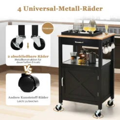 COSTWAY Kleiner Küchenwagen Auf Rollen, Servierwagen Mit Schrank & Schublade Und 3 Haken, Arbeitsplatte Aus Holz, Rollwagen Kücheninsel, Küchentrolley Im Landhausstil (Schwarz) 14 COSTWAY Kleiner Küchenwagen Auf Rollen, Servierwagen Mit Schrank & Schublade Und 3 Haken, Arbeitsplatte Aus Holz, Rollwagen Kücheninsel, Küchentrolley Im Landhausstil (Schwarz) -Kaufland Verkäufe ca580cc9ed59d212978048fa719207fe