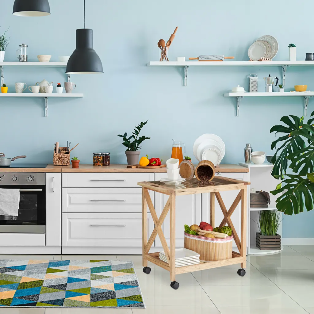 Relaxdays Küchenwagen Aus Walnussholz 7 Relaxdays Küchenwagen Aus Walnussholz – Bild 5