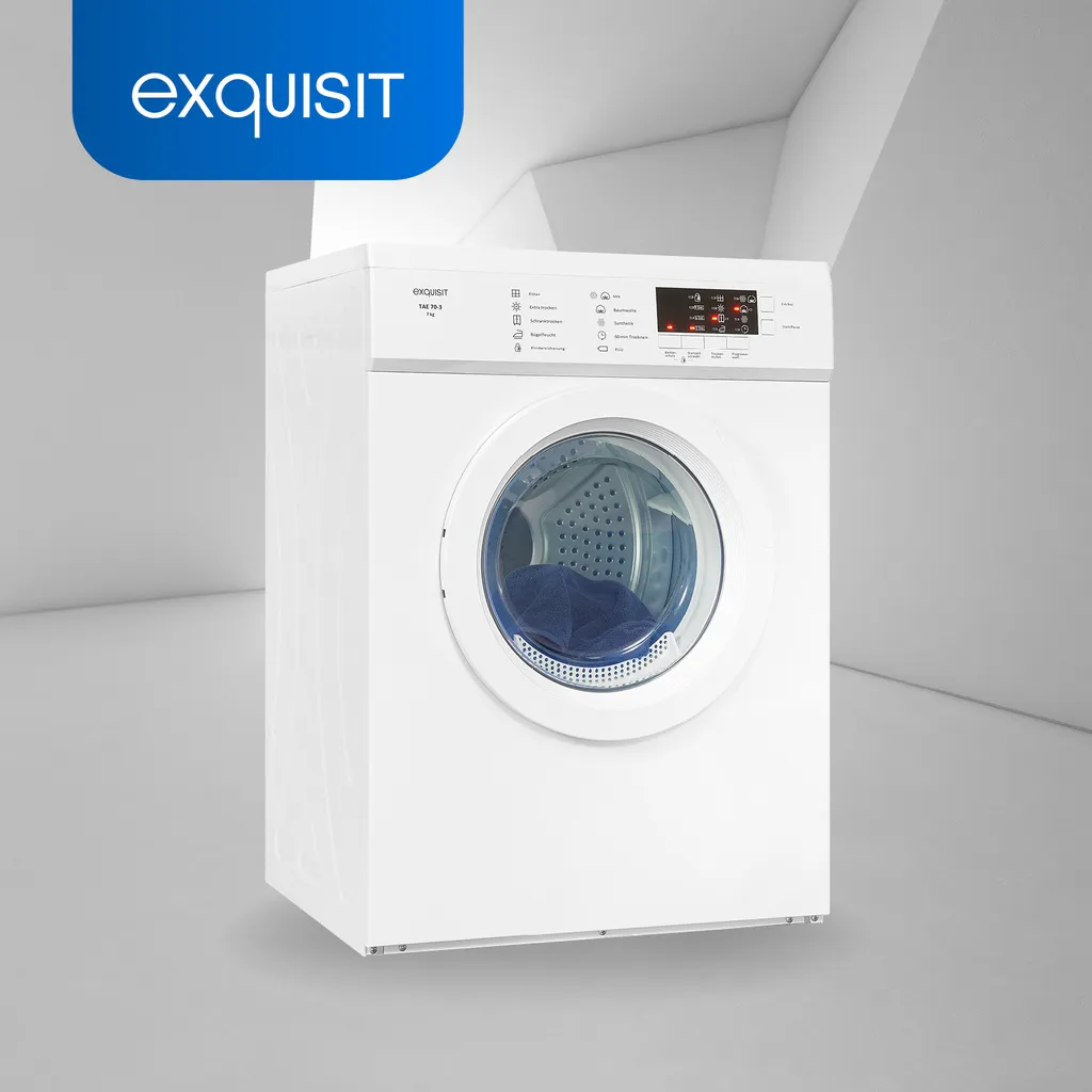 Exquisit TAE 70-3 Abluftrockner | 7 Kg | Elektronik | Reversierautomatik | Weiß 4 Exquisit TAE 70-3 Abluftrockner | 7 Kg | Elektronik | Reversierautomatik | Weiß – Bild 2