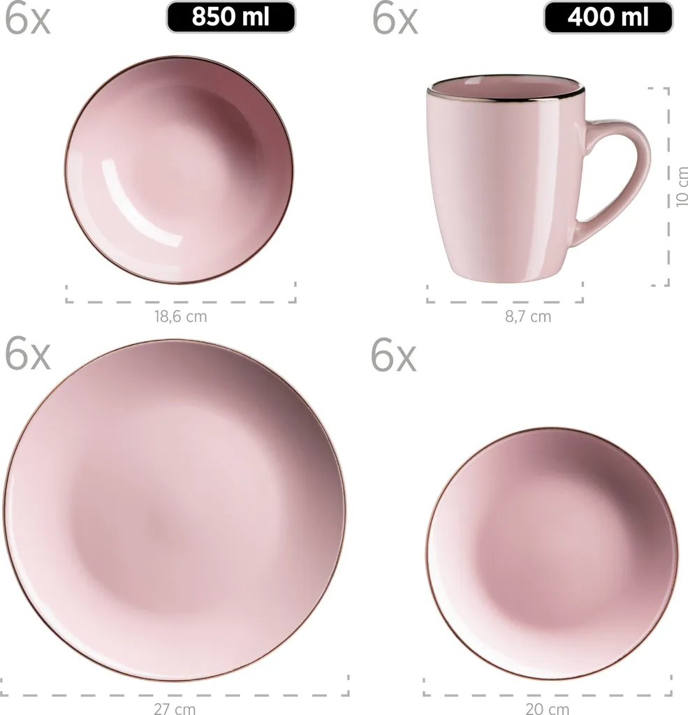 Kombiservice, Steinzeug Kombiservice, Steinzeug METALLIC RIM Mäser 4 Kombiservice, Steinzeug Kombiservice, Steinzeug METALLIC RIM Mäser – Bild 2