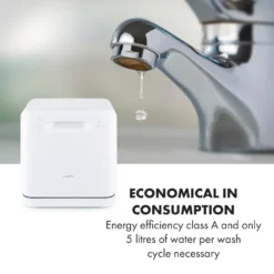 Klarstein Aquatica Mini-Tischgeschirrspüler, A, 125 KWh/Jahr, 2 Maßgedecke, Freistehend, Installationsfrei, 360° Wäsche, 3 Programme, Touch Control, Wasserverbrauch: 5 Liter, Weiß -Kaufland Verkäufe cbc1a58c126ce37469472eb3a674e399