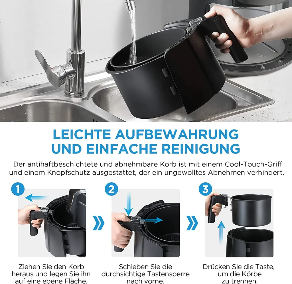 Midea Heißluftfritteuse 3,5L Heißluft Fritteuse Mit 8 Verschiedene Programmen, Digital Touchscreen, Temperaturkontrolle, 1500W Heissluftfritteuse Air Fryer 10 Midea Heißluftfritteuse 3,5L Heißluft Fritteuse Mit 8 Verschiedene Programmen, Digital Touchscreen, Temperaturkontrolle, 1500W Heissluftfritteuse Air Fryer – Bild 8