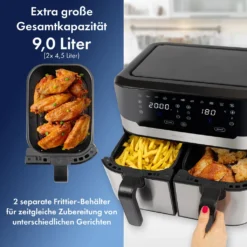 ProfiCook® Doppel-Heißluftfritteuse 9 Liter, XXL Heißluftfritteuse Doppelkammer, Frittieren Mit Heißer Luft Ohne Zusätzliches Öl, 9 Programme, Air Fryer, Touchscreen, PC-FR 1242 H, 2400W 15 ProfiCook® Doppel-Heißluftfritteuse 9 Liter, XXL Heißluftfritteuse Doppelkammer, Frittieren Mit Heißer Luft Ohne Zusätzliches Öl, 9 Programme, Air Fryer, Touchscreen, PC-FR 1242 H, 2400W -Kaufland Verkäufe cdae4b26d2d322460f030940ce6a80b2