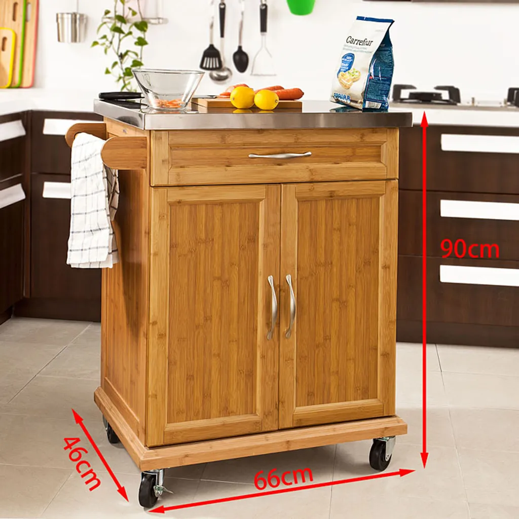 SoBuy Küchenwagen Aus Bambus Mit Edelstahltop, Servierwagen FKW13-N 6 SoBuy Küchenwagen Aus Bambus Mit Edelstahltop, Servierwagen FKW13-N – Bild 4