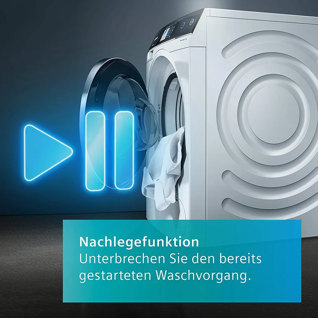 Siemens WG54G105EM IQ500 Waschmaschine, 10 Kg, 1400 UpM, Antiflecken-System Entfernt 4 Fleckenarten, Outdoor-Programm Schonende Reinigung, SpeedPack L Beschleunigen Sie Ihre Programme Weiß 8 Siemens WG54G105EM IQ500 Waschmaschine, 10 Kg, 1400 UpM, Antiflecken-System Entfernt 4 Fleckenarten, Outdoor-Programm Schonende Reinigung, SpeedPack L Beschleunigen Sie Ihre Programme Weiß – Bild 6