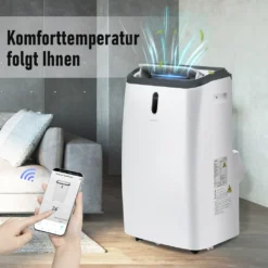 Merax 4in1 Mobile Klimagerät 12000 BTU Klimaanlage Mit Fernbedienung Und APP-Steuerung (WiFi), Klimaanlage Mit Ventilationsfunktion + Kühlen + 24h-Timer Für Räume Bis 100 M³[EEK A]
