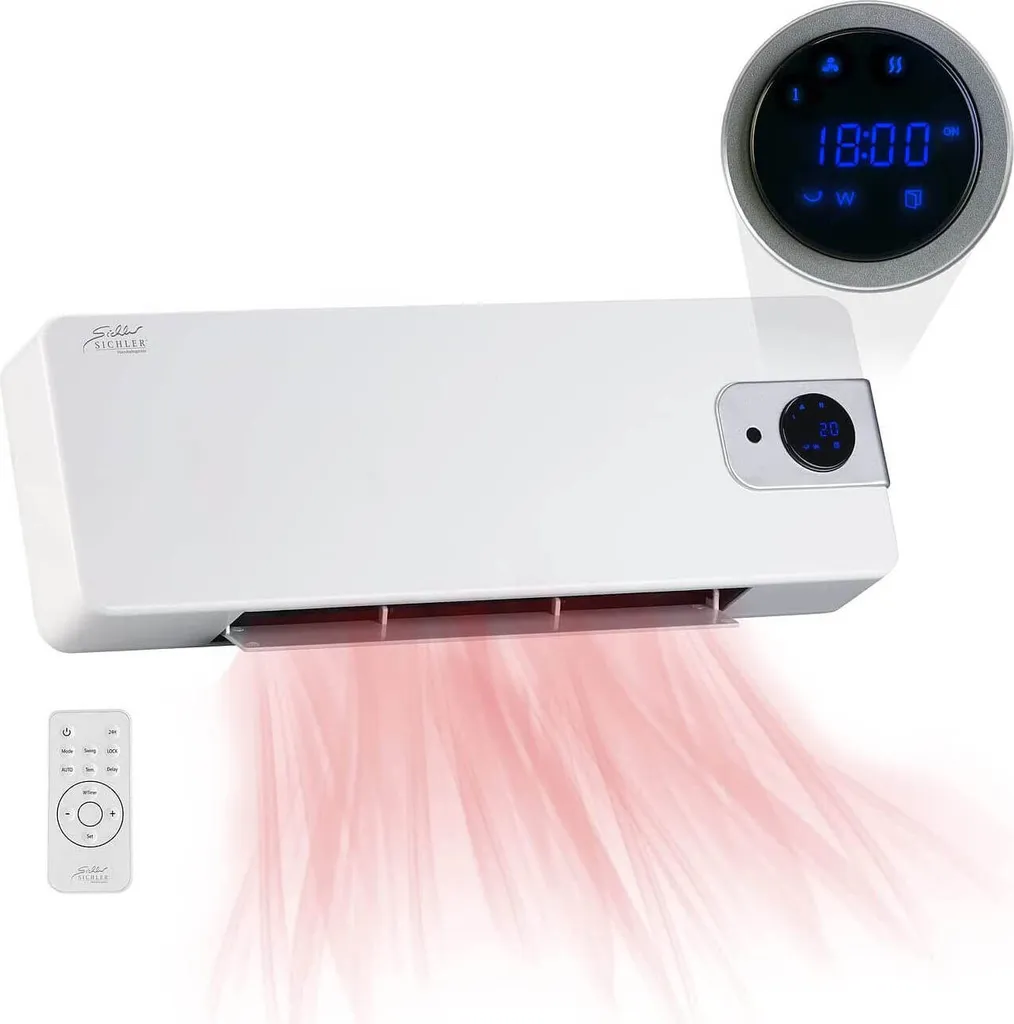 Sichler Keramik Wandheizlüfter LV-820.w Mit Digitalem Thermostat, Oszillation, 2.000 W 4 Sichler Keramik Wandheizlüfter LV-820.w Mit Digitalem Thermostat, Oszillation, 2.000 W – Bild 2