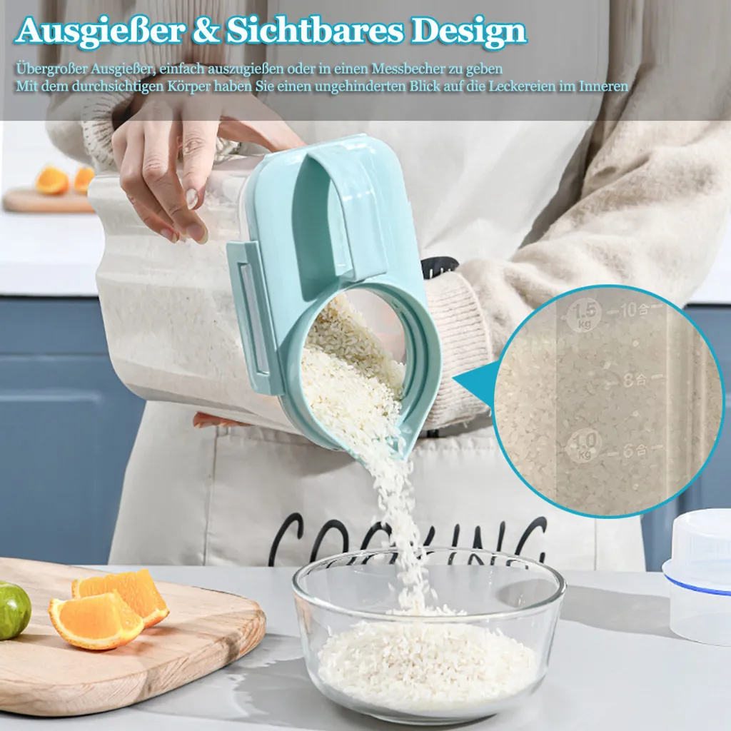 Vorratsdosen 2L Müslidosen Mit Messbecher BPA-frei Luftdicht Müsli Schüttdose Mit Deckel Kunststoff Vorratsbehälter Küche Aufbewahrungsbox Für Mehl Getreide Reis (Blau) 4 Vorratsdosen 2L Müslidosen Mit Messbecher BPA-frei Luftdicht Müsli Schüttdose Mit Deckel Kunststoff Vorratsbehälter Küche Aufbewahrungsbox Für Mehl Getreide Reis (Blau) – Bild 2