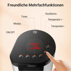 Midea NTH20-17BR Keramik Heizlüfter 2000W Mit Thermostat, Oszillation, 2 Heizstufen, Heizung Mit Ventilator, ECO-Modus, 24H Timer, Integrierter Tragegriff, Horizontales Erhitzen, PTC Heizgerät -Kaufland Verkäufe d13736d53ca66937f848b5584e784d34