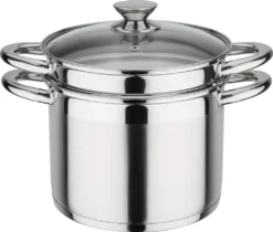 GSW Pasta-Topf Treviso 22 Cm Mit Glasdeckel, 975360, Edelstahl Rostfrei 18/8, Ca. 6,5 L