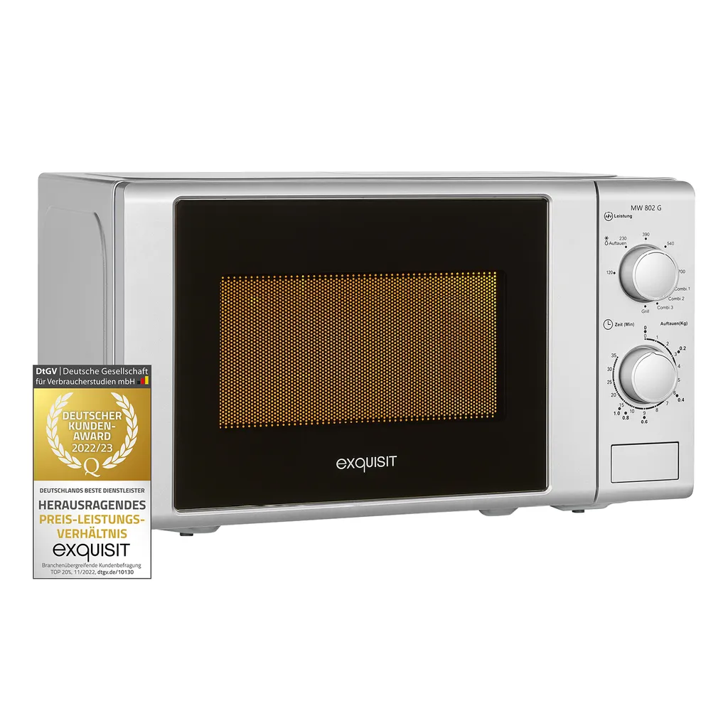 Exquisit Mikrowelle MW 802 G Silber | 700 Watt | Silber 3 Exquisit Mikrowelle MW 802 G Silber | 700 Watt | Silber