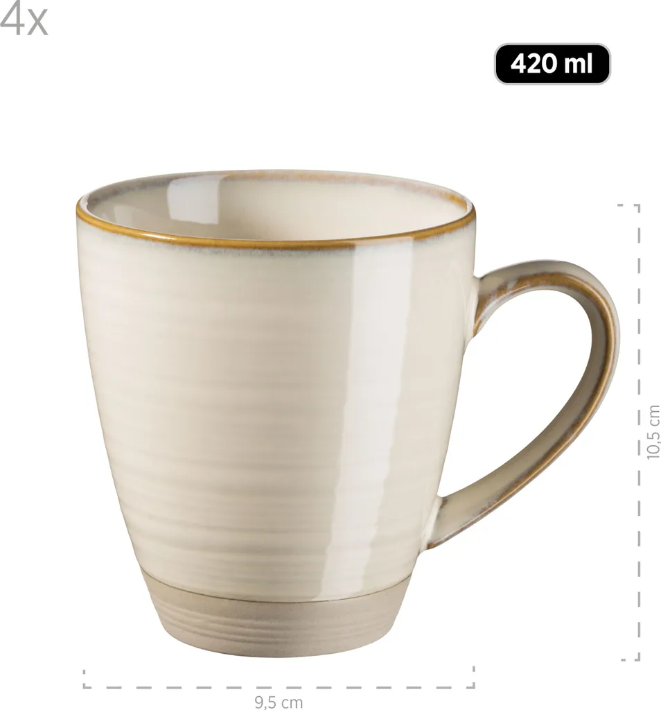 Mäser 931818 Frühstücksset Nottingham Für 4 Personen, Steinzeug, Beige (1 Set, 12-teilig) 12 Mäser 931818 Frühstücksset Nottingham Für 4 Personen, Steinzeug, Beige (1 Set, 12-teilig) – Bild 10