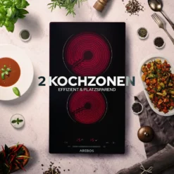 AREBOS Glaskeramikkochfeld, 3000 W, 2 Kochfelder, 30cm, Autark, Mit Sensor Touch -Kaufland Verkäufe d23925a43695ec029d67643f8f853085