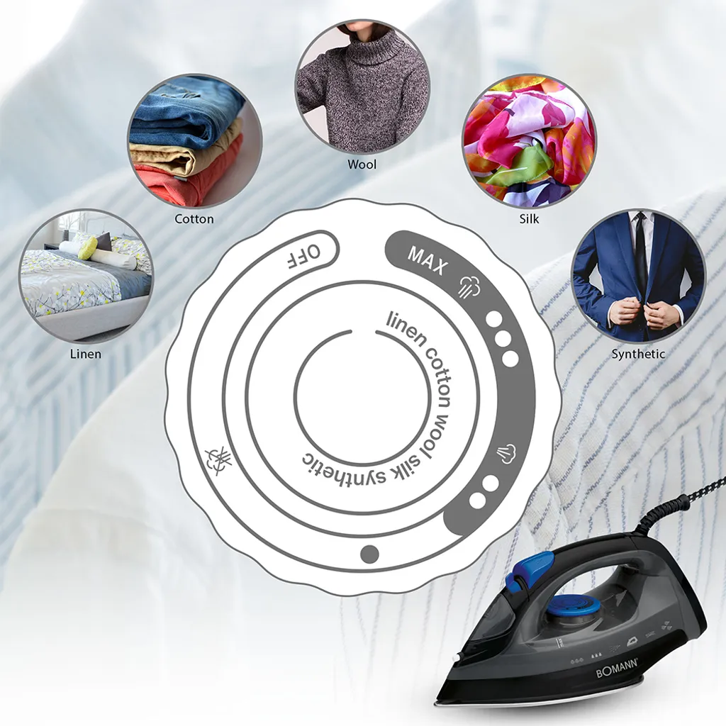 BOMANN Dampfbügelautomat DB 6003 CB Schwarz/blau Dampf Bügeleisen 7 Funktionen 5 BOMANN Dampfbügelautomat DB 6003 CB Schwarz/blau Dampf Bügeleisen 7 Funktionen – Bild 3