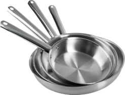 ONVAYA® Edelstahlpfannen-Set | Bratpfanne | Ohne Beschichtung | Induktion & Backofengeeignet | Profipfannen Komplettset | Ø 20/24/28/32cm