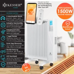 KESSER® Elektroheizkörper Infrarotheizung Energiesparend 2in1 Mobile & Wand-Konvektor Elektroheizung Mit WiFi App-Steuerung & Fernbedienung Radiator Heizung Elektrisch Heizkörper 24h Timer, Farbe:Weiß, Größe:1500W 14 KESSER® Elektroheizkörper Infrarotheizung Energiesparend 2in1 Mobile & Wand-Konvektor Elektroheizung Mit WiFi App-Steuerung & Fernbedienung Radiator Heizung Elektrisch Heizkörper 24h Timer, Farbe:Weiß, Größe:1500W -Kaufland Verkäufe d31a115ac5d6c155d361e51a76a9335a