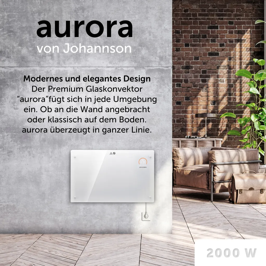 Johannson Elektroheizung Mit Thermostat Aurora | Heizstrahler Innenraum | Heizung Elektrisch Energiesparend | Elektroheizkörper | Konvektor Heizung 2000W | Elektrische Heizung | Leiser Als Heizlüfter - Weiß 4 Johannson Elektroheizung Mit Thermostat Aurora | Heizstrahler Innenraum | Heizung Elektrisch Energiesparend | Elektroheizkörper | Konvektor Heizung 2000W | Elektrische Heizung | Leiser Als Heizlüfter - Weiß – Bild 2