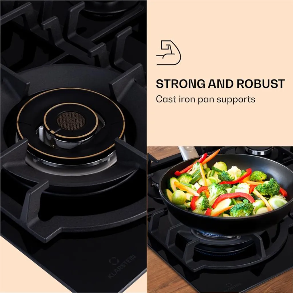 Klarstein Ignito Max 4 , Gaskochfeld , 4-flammig Glaskeramik , Ektrische Zündung , Geringere Energiekosten , 9,1 KW , 60 Cm 7 Klarstein Ignito Max 4 , Gaskochfeld , 4-flammig Glaskeramik , Ektrische Zündung , Geringere Energiekosten , 9,1 KW , 60 Cm – Bild 5