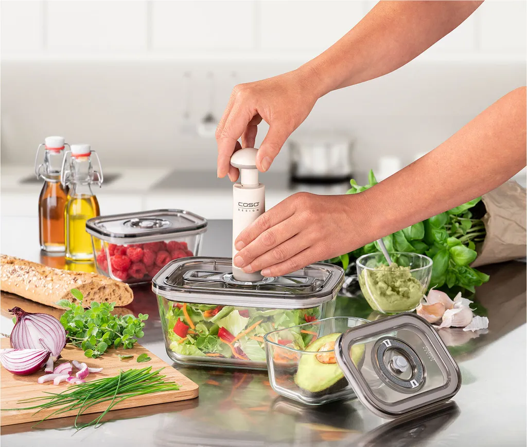 Caso Vakuum-Frischebehälter 3er Set - Für Platzsparende Aufbewahrung (1er Pack) 22 Caso Vakuum-Frischebehälter 3er Set - Für Platzsparende Aufbewahrung (1er Pack) – Bild 20