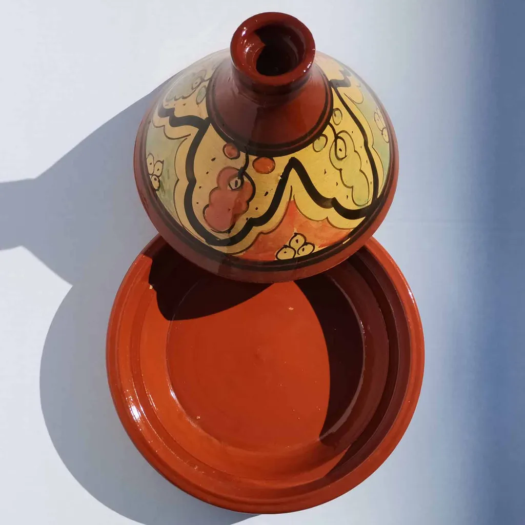 Marokkanische Tajine Doukala 34 Cm Glasiert | Kochen Für 4-6 Personen | Handbemalte Tagine Aus Marokko 6 Marokkanische Tajine Doukala 34 Cm Glasiert | Kochen Für 4-6 Personen | Handbemalte Tagine Aus Marokko – Bild 4