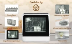 Puluomis Geschirrspüler 5L Geschirrspülmaschine Mini Spülmaschine Tischgeschirrspüler 45cm Freistehend, Funktioniert Mit/ohne Wasseranschluss, Kompakt, Für Büro, Kleine Wohnung, Camping, Wohnwagen, Weiß -Kaufland Verkäufe d47b1fd6d5655c7231e2d530bf52994a