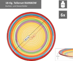 Tellerset Rainbow 18-tlg. 6 Personen Steingut Tafelservice Dessertteller Speiseteller Suppenteller 9 Tellerset Rainbow 18-tlg. 6 Personen Steingut Tafelservice Dessertteller Speiseteller Suppenteller -Kaufland Verkäufe d50b7fff6cb89435fc93edcd18be9c52