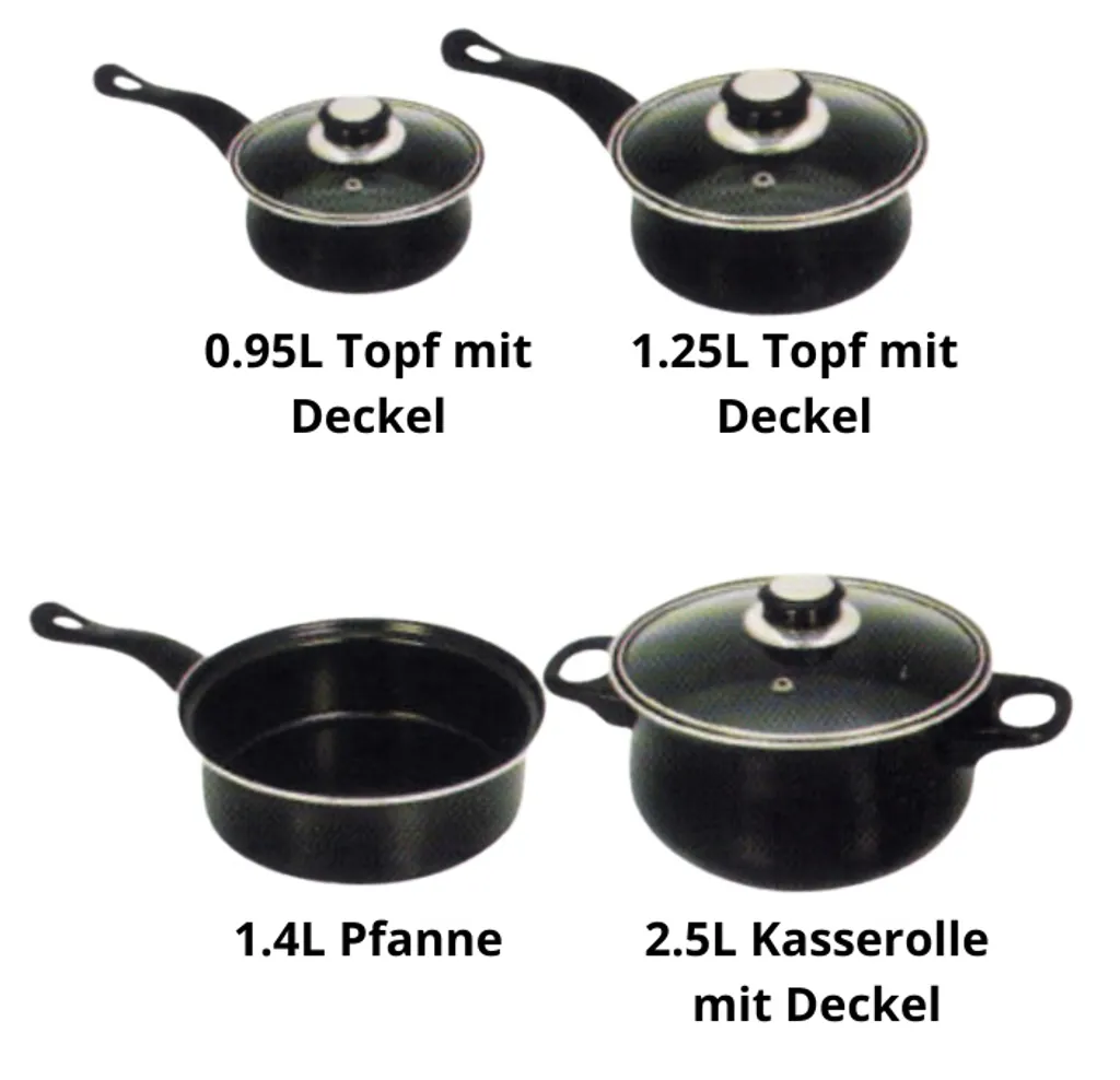 Prima Pfannenset 7-teilig – Kleine Pfannen – Schwarz – Antihaftbeschichtung – Kochset – Mit Deckel – Kochtöpfe – Soßenpfanne – Geschenk Für Mann Und Frau 6 Prima Pfannenset 7-teilig – Kleine Pfannen – Schwarz – Antihaftbeschichtung – Kochset – Mit Deckel – Kochtöpfe – Soßenpfanne – Geschenk Für Mann Und Frau – Bild 4