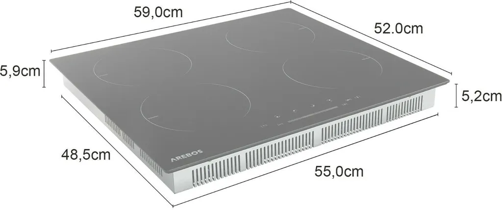 AREBOS Induktionskochfeld, 6000 W, 4 Kochfelder, 59 Cm, Autark, Mit Sensor Touch, Timer, Kindersicherung, Überhitzungsschutz, Autoabschaltung 12 AREBOS Induktionskochfeld, 6000 W, 4 Kochfelder, 59 Cm, Autark, Mit Sensor Touch, Timer, Kindersicherung, Überhitzungsschutz, Autoabschaltung – Bild 10