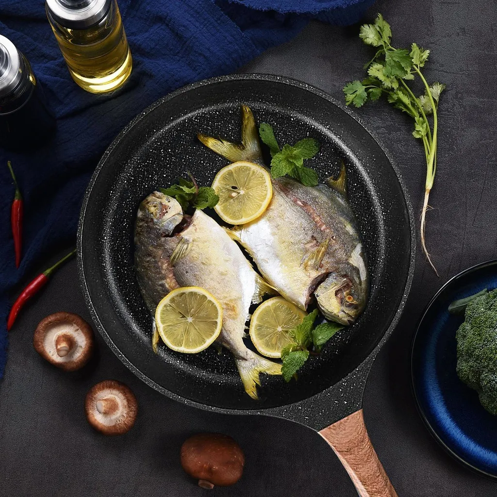 Daynee Antihaft Bratpfanne 28cm Bratpfanne Induktion Mit Echten Steinpartikeln Pfanne Mit Deckel Bratpfanne Geeignet Für Induktion, Gasherde, Elektro 5 Daynee Antihaft Bratpfanne 28cm Bratpfanne Induktion Mit Echten Steinpartikeln Pfanne Mit Deckel Bratpfanne Geeignet Für Induktion, Gasherde, Elektro – Bild 3