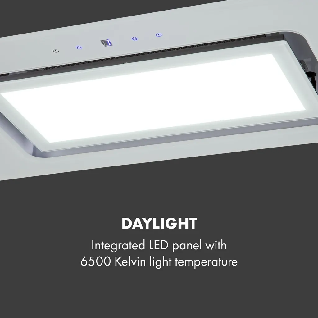 Klarstein Hektor Brilliant Edition Lüfterbaustein ,52 Cm ,max. Abluftleistung 506 M³/h ,EEK: C ,3 Stufen ,Nachlüftungstimer ,LED-Panel: 6500 K ,Touch-Panel ,Dunstabzugshaube ,Einbau-Haube ,Sicherheitsglas ,weiß 8 Klarstein Hektor Brilliant Edition Lüfterbaustein ,52 Cm ,max. Abluftleistung 506 M³/h ,EEK: C ,3 Stufen ,Nachlüftungstimer ,LED-Panel: 6500 K ,Touch-Panel ,Dunstabzugshaube ,Einbau-Haube ,Sicherheitsglas ,weiß – Bild 6