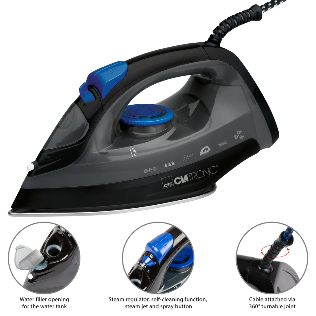 Clatronic Dampfbügelautomat 1800W DB 3703 Schwarz-blau 8 Clatronic Dampfbügelautomat 1800W DB 3703 Schwarz-blau – Bild 6