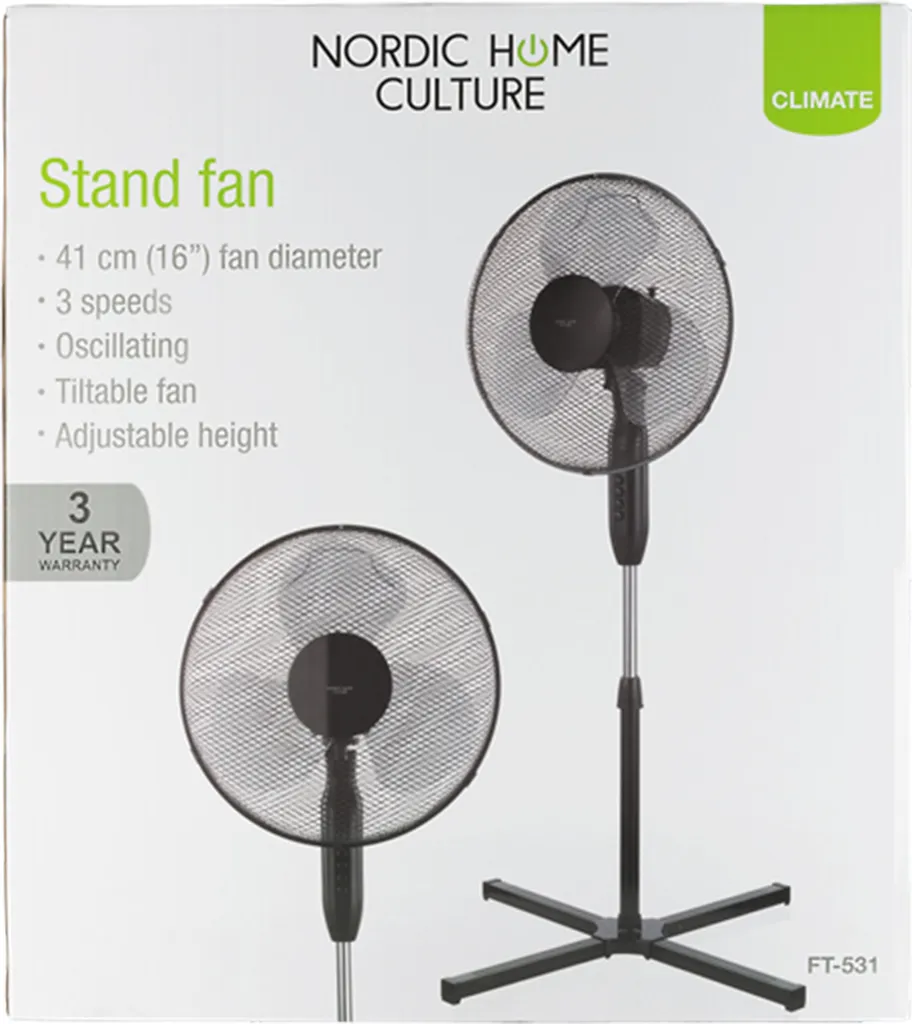 Nordic Home Culture Standventilator Ø40 Cm, 3 Geschwindigkeitsstufen, Schwarz, 8 Nordic Home Culture Standventilator Ø40 Cm, 3 Geschwindigkeitsstufen, Schwarz, – Bild 6