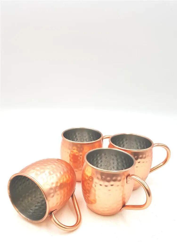 Navaris Moscow Mule Becher 4er Set - 4x Kupferbecher Für Moskau Mule Gin Bier - Cocktail Mug Gehämmert - Tasse Aus Edelstahl Mit Kupfer 8 Navaris Moscow Mule Becher 4er Set - 4x Kupferbecher Für Moskau Mule Gin Bier - Cocktail Mug Gehämmert - Tasse Aus Edelstahl Mit Kupfer – Bild 6