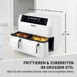 N8WERK Doppel-Heißluftfritteuse - 7,6l Heißluft Fritteuse Friteuse Fritöse XL Air Fryer Edelstahl Doppelkorb 2x 3,8L -Kaufland Verkäufe d786d75da6ea1ef74ec1afc3f4c9a42b