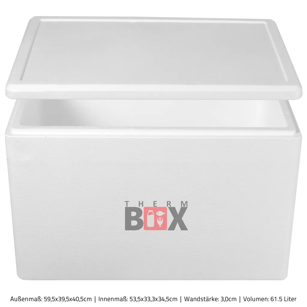 Styroporbox 61W | Wand: 3,0cm | Volumen: 61,5L | Innenmaß:53x33x34cm | Weiß Isolierbox Thermobox Kühlbox Warmhaltebox 4 Styroporbox 61W | Wand: 3,0cm | Volumen: 61,5L | Innenmaß:53x33x34cm | Weiß Isolierbox Thermobox Kühlbox Warmhaltebox – Bild 2