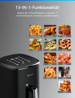 Proscenic T22 Heißluftfritteuse, App Und Sprachsteuerung, 5L XXL Luftfritteuse, Airfryer Mit Großem Digitalem LED Display, Vorheizen&Warm Halten, 100 Rezepte,ohne Öl, Schwarz, Edelstahl -Kaufland Verkäufe d7d993d689bcd338d7192ed485ded6bf