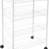 ONVAYA® Beistellwagen Susi Mit 4 Körben | Weiß | 39x26x76 Cm | Rollwagen | Küchenwagen | Wagen | Metall | Regal | Bad | Servierwagen | Haushaltswagen | Allzweckwagen | Küchentrolley