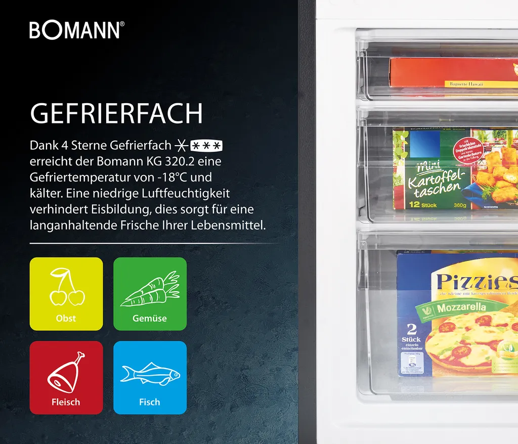 Bomann Kühl-/Gefrierkombination KG 320.2 Schwarz 175 Liter 8 Bomann Kühl-/Gefrierkombination KG 320.2 Schwarz 175 Liter – Bild 6