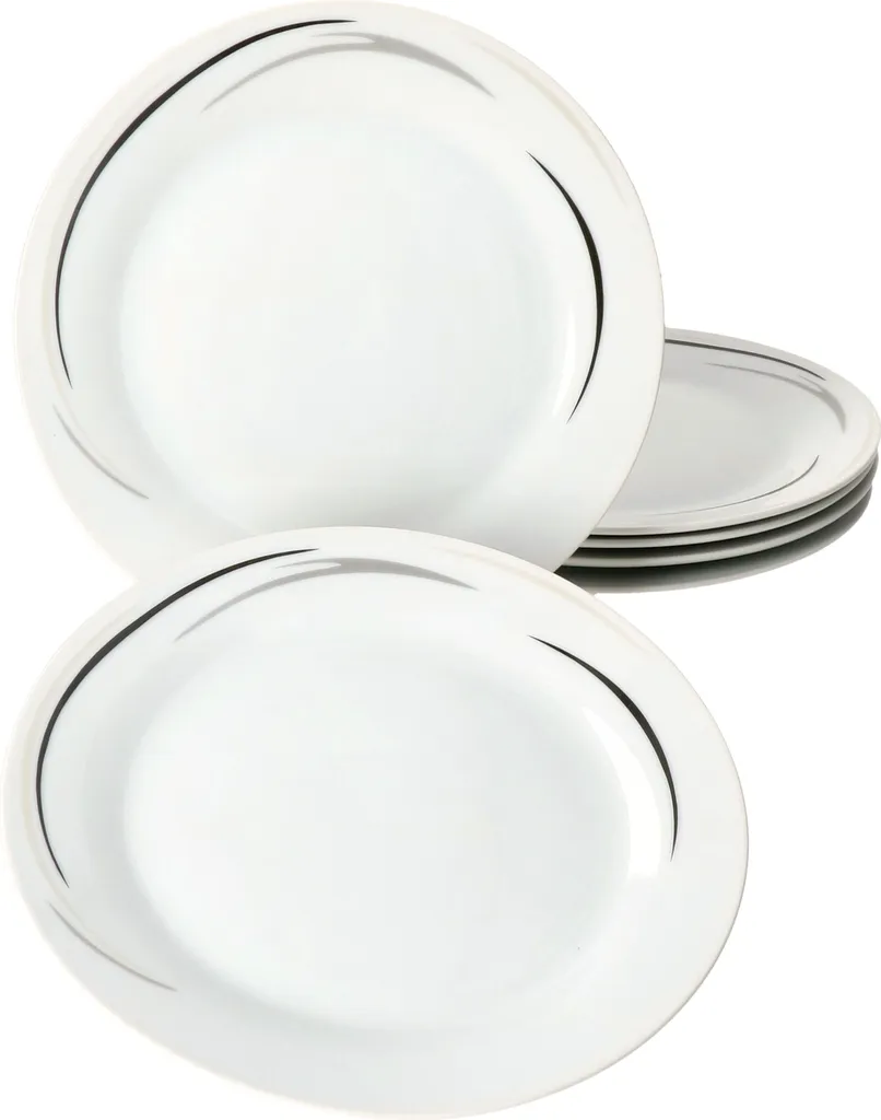 Van Well 18tlg. Kaffee-Service Home Für 6 Personen I 6x Tasse 180ml, 6x Untertasse + 6x Kuchenteller I Porzellan-Geschirr Mit Streifen In Grau, Schwarz & Creme I Kaffeepott, Dessert-Teller 6 Van Well 18tlg. Kaffee-Service Home Für 6 Personen I 6x Tasse 180ml, 6x Untertasse + 6x Kuchenteller I Porzellan-Geschirr Mit Streifen In Grau, Schwarz & Creme I Kaffeepott, Dessert-Teller – Bild 4