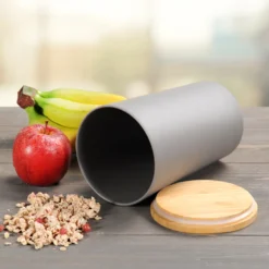 KESPER Vorratsdose, Kunststoff Mit Bambusdeckel, Grau, Ø 11,5 Cm, Höhe: 18,7 Cm, 32601 -Kaufland Verkäufe dd2acee69369952dc80700a32a33fd75