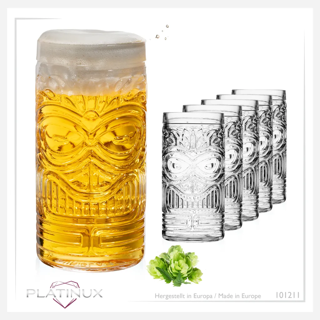 Tiki Gläser Set 6-Teilig Hoch Aus Glas 450ml (max. 500ml) Cocktailgläser Biergläser 8 Tiki Gläser Set 6-Teilig Hoch Aus Glas 450ml (max. 500ml) Cocktailgläser Biergläser – Bild 6