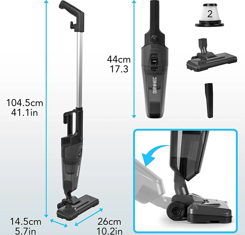 Duronic VC9 Bodenstaubsauger | 2-in-1 Handstaubsauger Und Stielstaubsauger | Inkluviv Bodenbürste Für Tierhaar Und Zubeh 5 Duronic VC9 Bodenstaubsauger | 2-in-1 Handstaubsauger Und Stielstaubsauger | Inkluviv Bodenbürste Für Tierhaar Und Zubeh – Bild 3