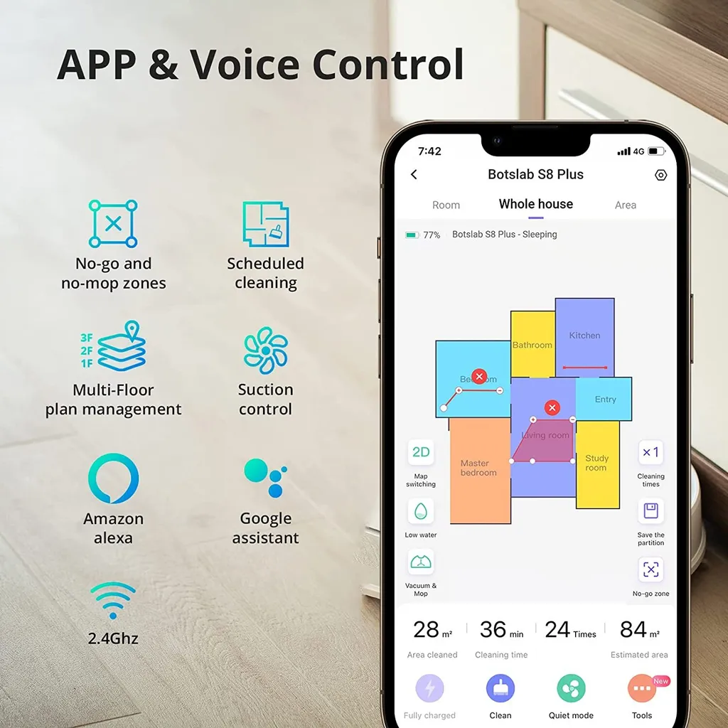 360 SMARTAI Botslab S8 Plus Staubsauger Roboter Mit Absaugstation 4L, 2700Pa Saugroboter Mit Wischfunktion Lasernavigation,Kartierung Mehrerer Etagen 7 360 SMARTAI Botslab S8 Plus Staubsauger Roboter Mit Absaugstation 4L, 2700Pa Saugroboter Mit Wischfunktion Lasernavigation,Kartierung Mehrerer Etagen – Bild 5