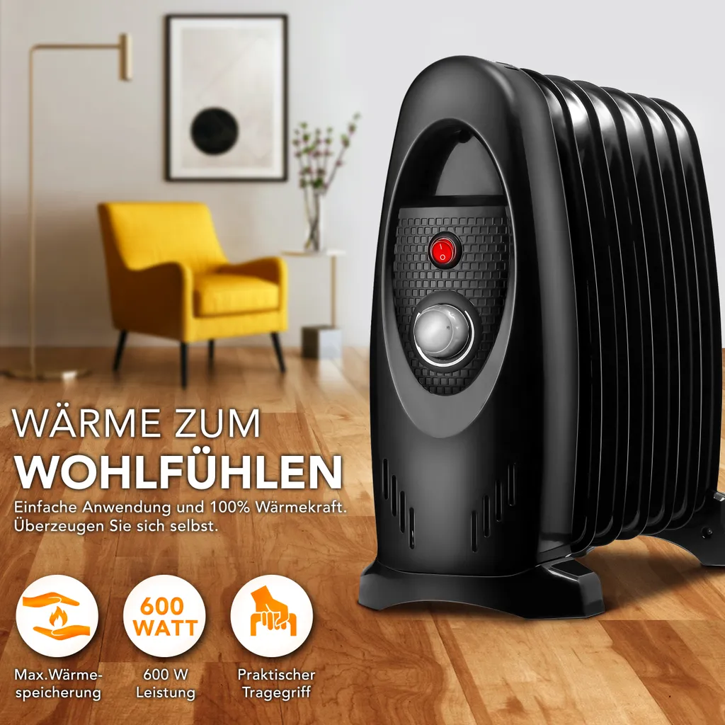 Ölradiator 600W Elektroheizung 7 Rippen Radiator Heizkörper Heizung Mit Timer 6 Ölradiator 600W Elektroheizung 7 Rippen Radiator Heizkörper Heizung Mit Timer – Bild 4