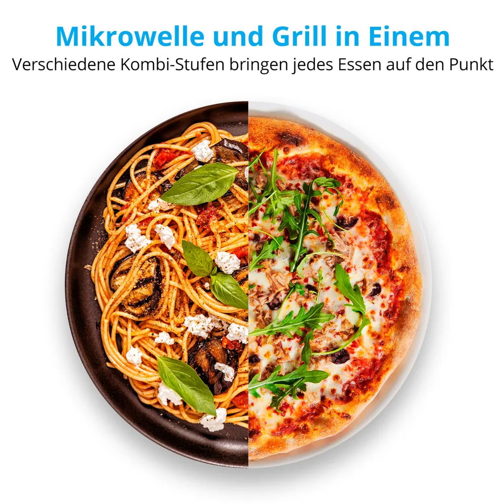 MEDION 2in1 Mikrowelle Mit Grill (20 Liter, 700 Watt, 800 Watt Grill, 5 Leistungsstufen, 3 Kombi-Stufen, Auftaufunktion, MD10495) Schwarz / Silber 5 MEDION 2in1 Mikrowelle Mit Grill (20 Liter, 700 Watt, 800 Watt Grill, 5 Leistungsstufen, 3 Kombi-Stufen, Auftaufunktion, MD10495) Schwarz / Silber – Bild 3